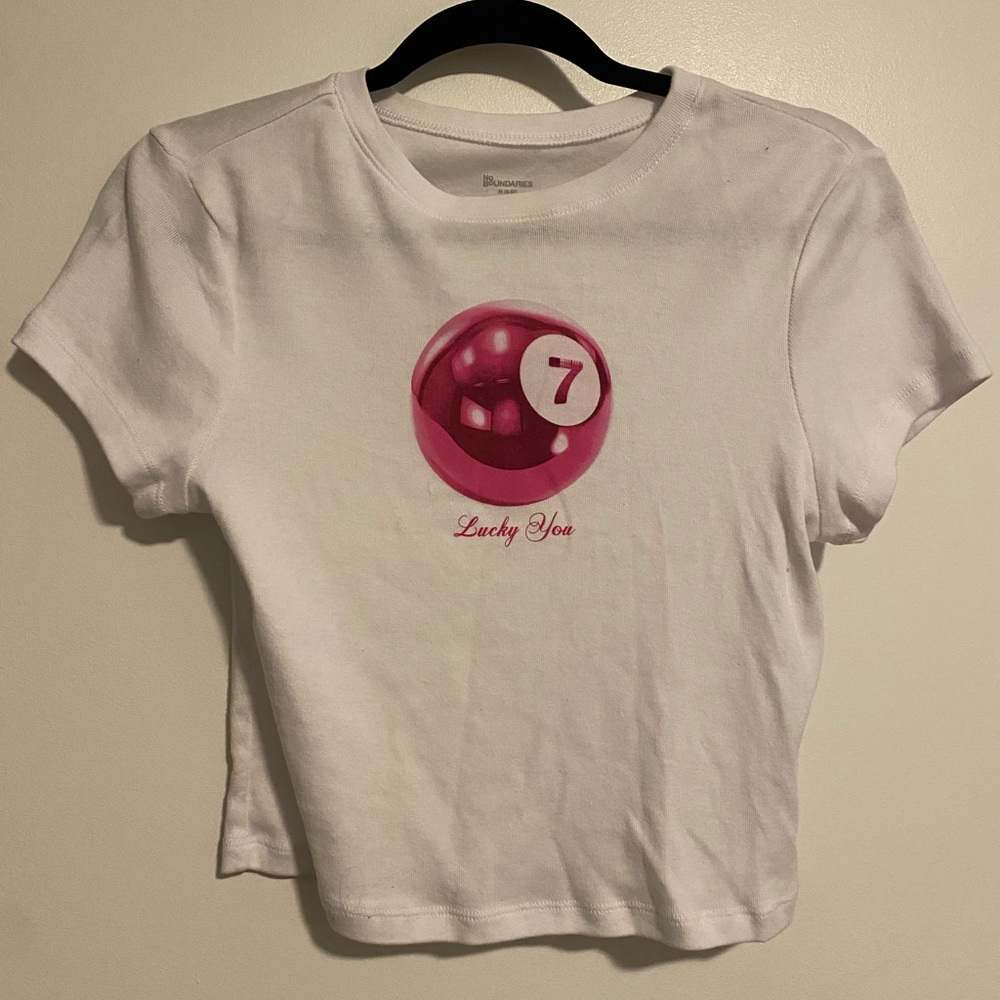 No Boundaries White and Pink Short Sleeve Tee